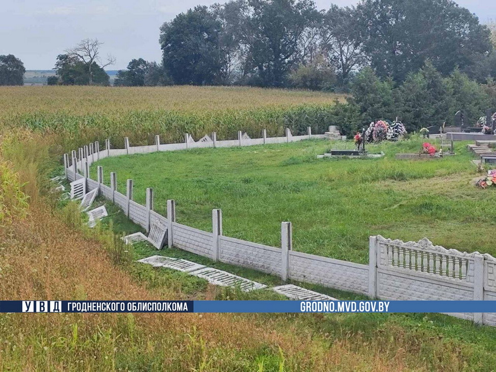 Два девятилетних мальчика разгромили забор на кладбище в Гродненском районе
