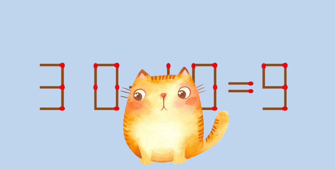 Головоломка для гениев математики: переставьте 1 спичку в 30:10=9 за 25 секунд