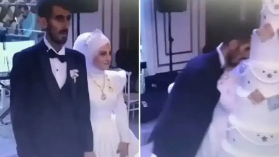 Невеста еле спасла ситуацию на свадьбе: жених рухнул прямо на огромный торт