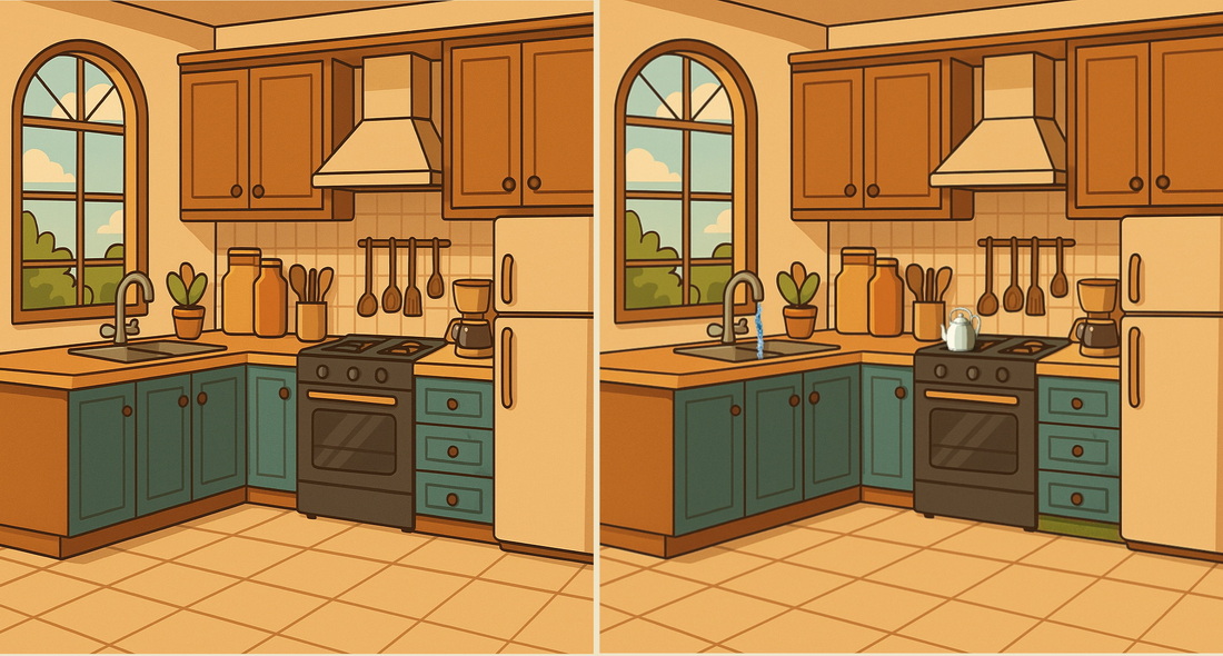 Проверьте свою внимательность: найдите 3 отличия на кухне за 5 секунд