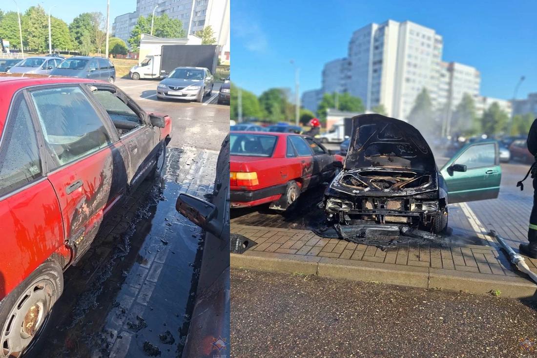 В Гродно на парковке горел легковой автомобиль