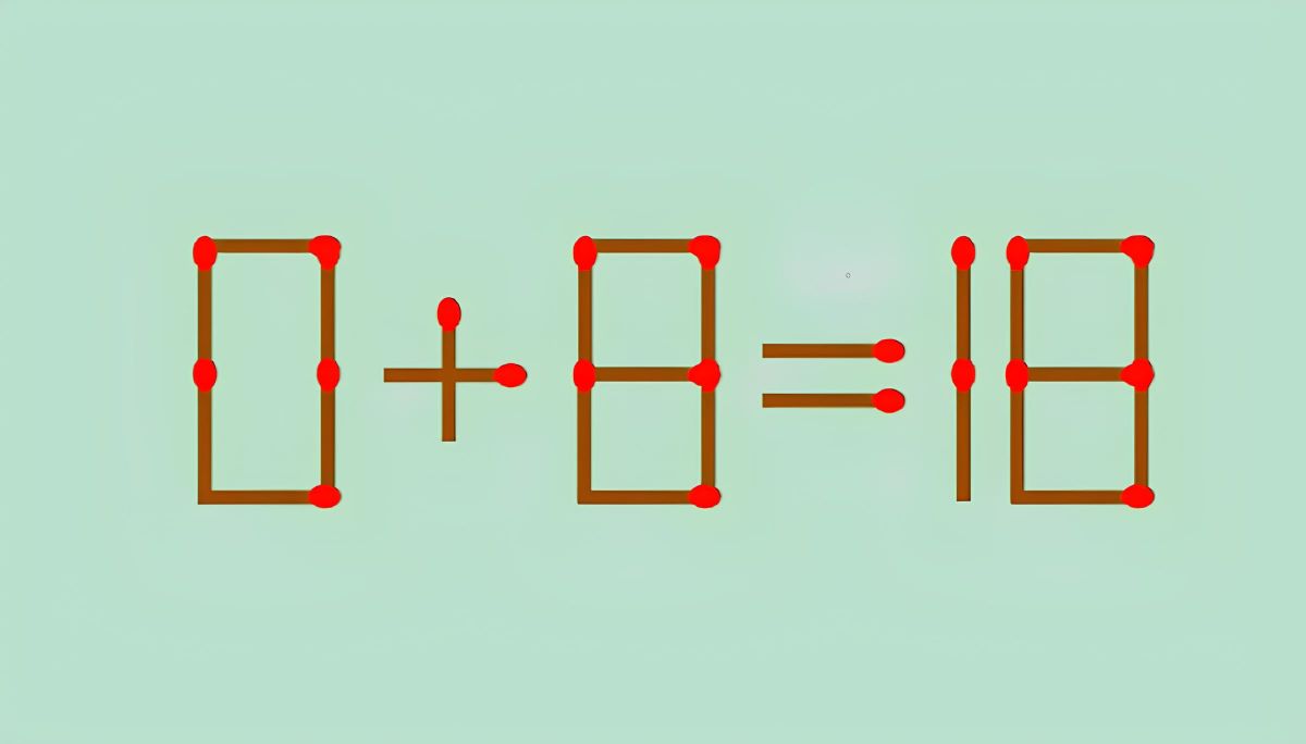 Вы гений математики? Тогда переставьте 1 спичку в 0+8=18